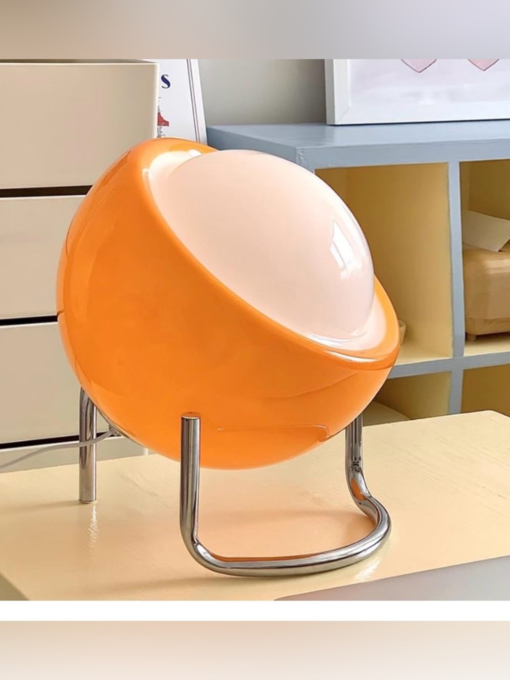 Bauhaus Lamp, Mid Century Modern Orange Table Lamp